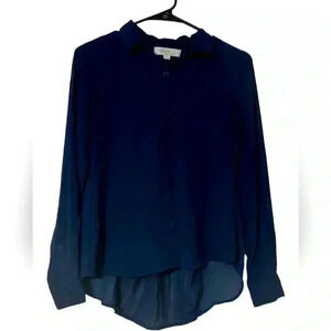 Olive & Oak Dark Navy Blue Button Down Shear Blouse